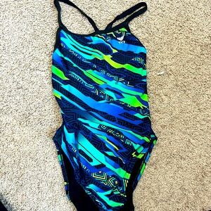 blue TYR practice suit